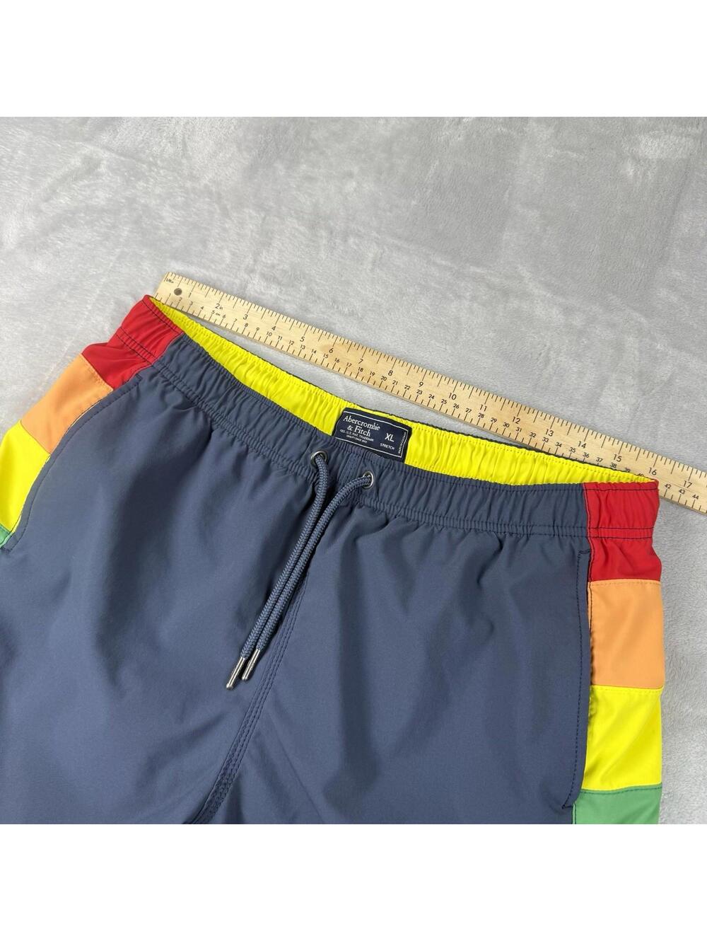 Abercrombie Fitch Swim Trunks Rainbow Stripe Mesh Lined Shorts Men Sz XL Summer - Picture 6 of 9